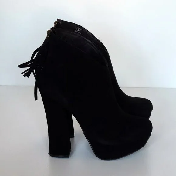 Black Suede Steve Madden Gavvin Platform Booties Size 7.5 - Picture 1 of 7
